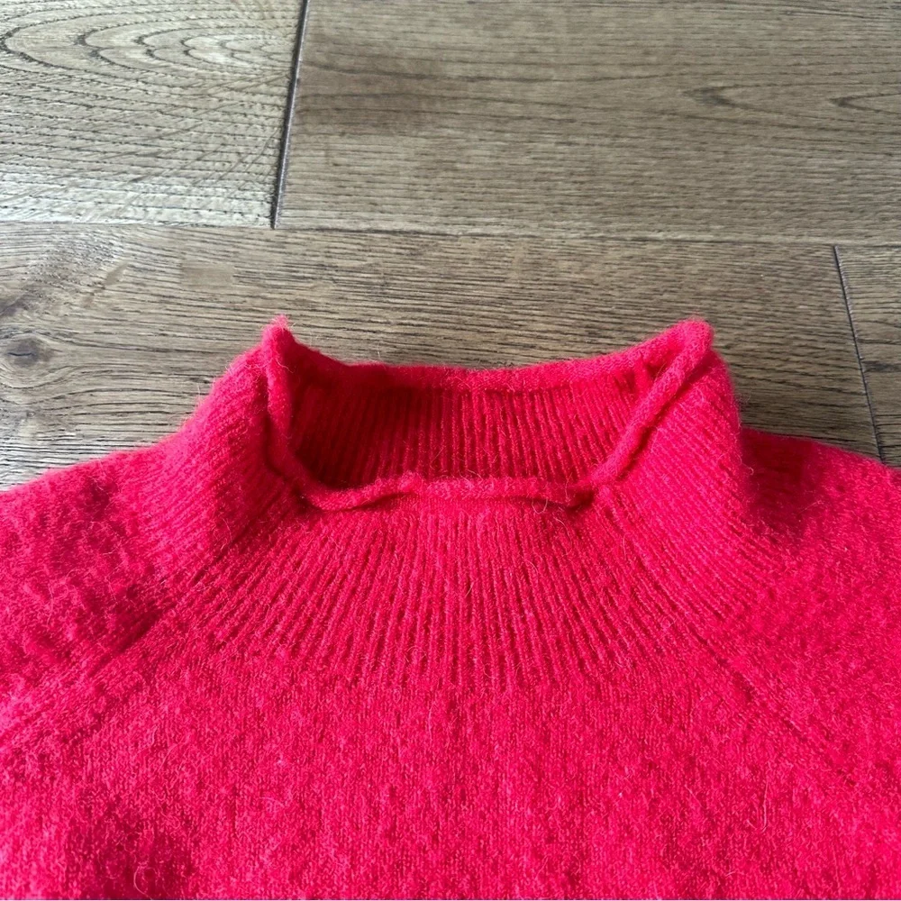 J. Crew Supersoft Yarn Rollneck Sweater Merino Wool Alpaca Blend Red L